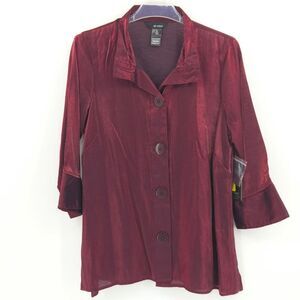 Ali Miles Shimmer Button Up Down Tunic Shirt Women Size Medium Art To Wear Artsy